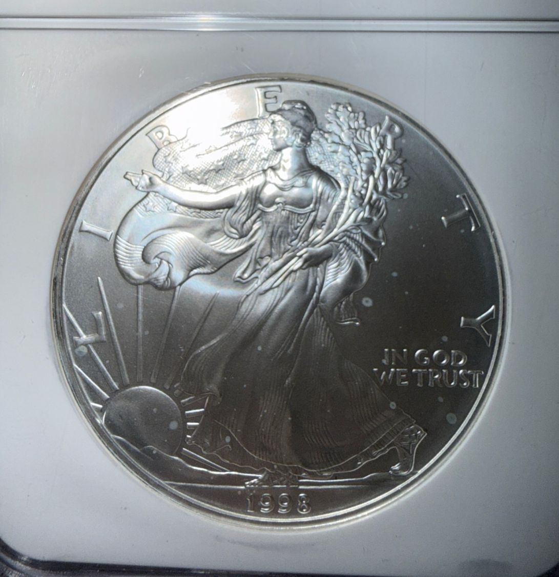 1998 American Silver Eagle NGC MS69 Brilliant Uncirculated .999 Silver Coin