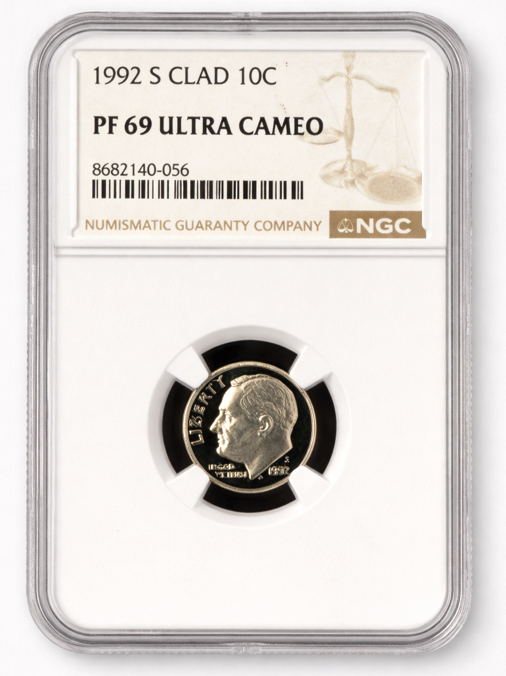 1992-S Roosevelt Dime PF69 Ultra Cameo NGC Proof Clad 10C Certified