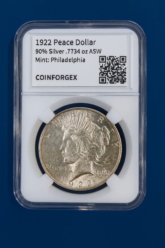 1922 Peace Silver Dollar 90% Silver .7734 oz ASW Philadelphia Mint