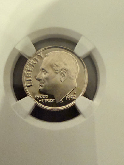 1992-S Roosevelt Dime PF69 Ultra Cameo NGC Proof Clad 10C Certified
