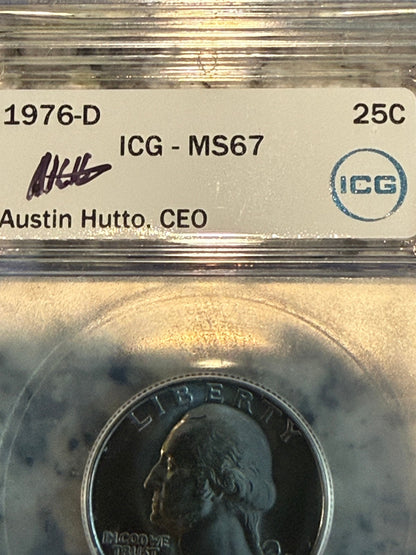 1976-D Washington Quarter ICG MS67 Bicentennial Type 2 High Grade