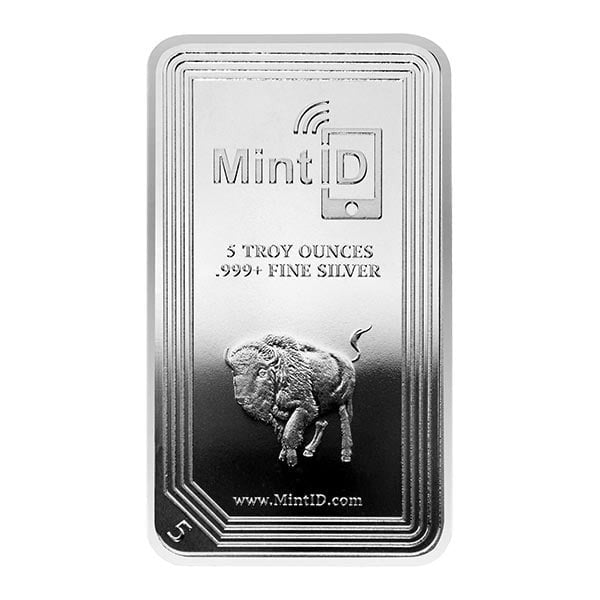MintID 5 oz .999 Fine Silver Buffalo Bar NFC Scan Verified Bullion