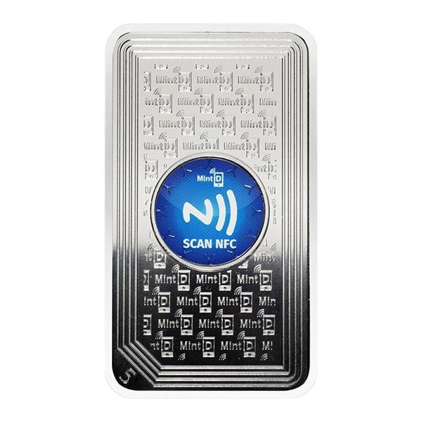 MintID 5 oz .999 Fine Silver Buffalo Bar NFC Scan Verified Bullion