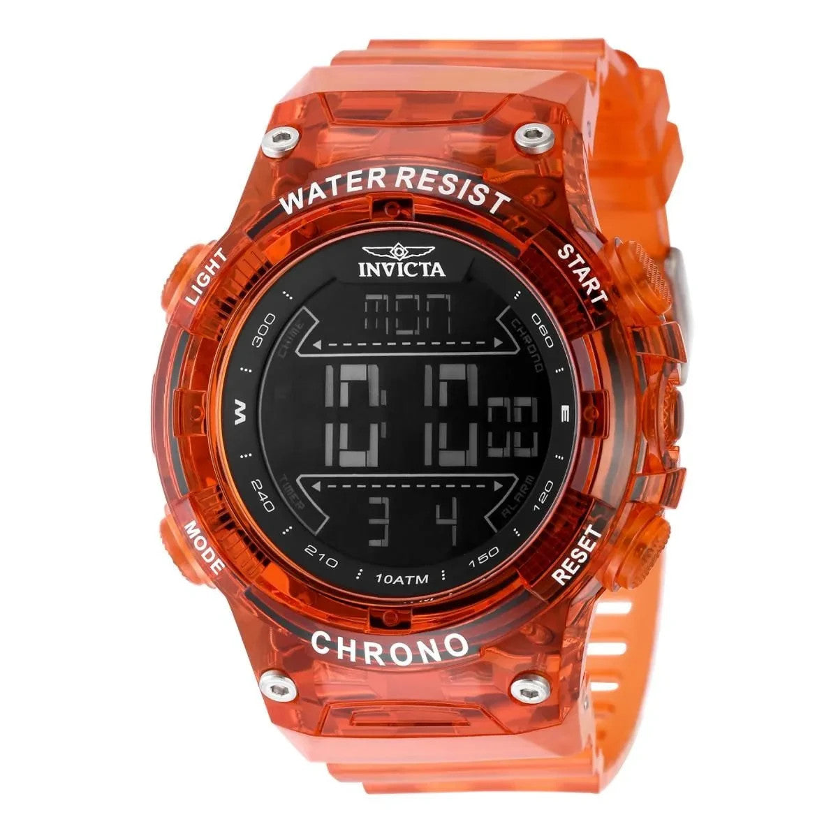 Invicta Racing Burnout Digital Men’s Watch 52mm Transparent Orange Chronograph