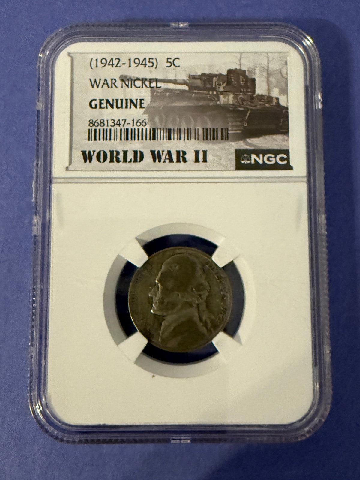 WWII War Nickel 1942-1945 5C NGC Genuine 35% Silver US Coin
