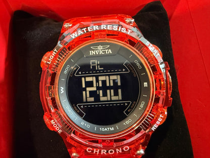 Invicta Racing Burnout Digital Men’s Watch 52mm Transparent Orange Chronograph