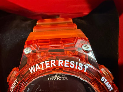 Invicta Racing Burnout Digital Men’s Watch 52mm Transparent Orange Chronograph