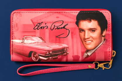 Elvis Presley Pink Wallet Wristlet Vintage Rock & Roll Purse Clutch