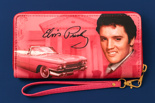 Elvis Presley Pink Wallet Wristlet Vintage Rock & Roll Purse Clutch
