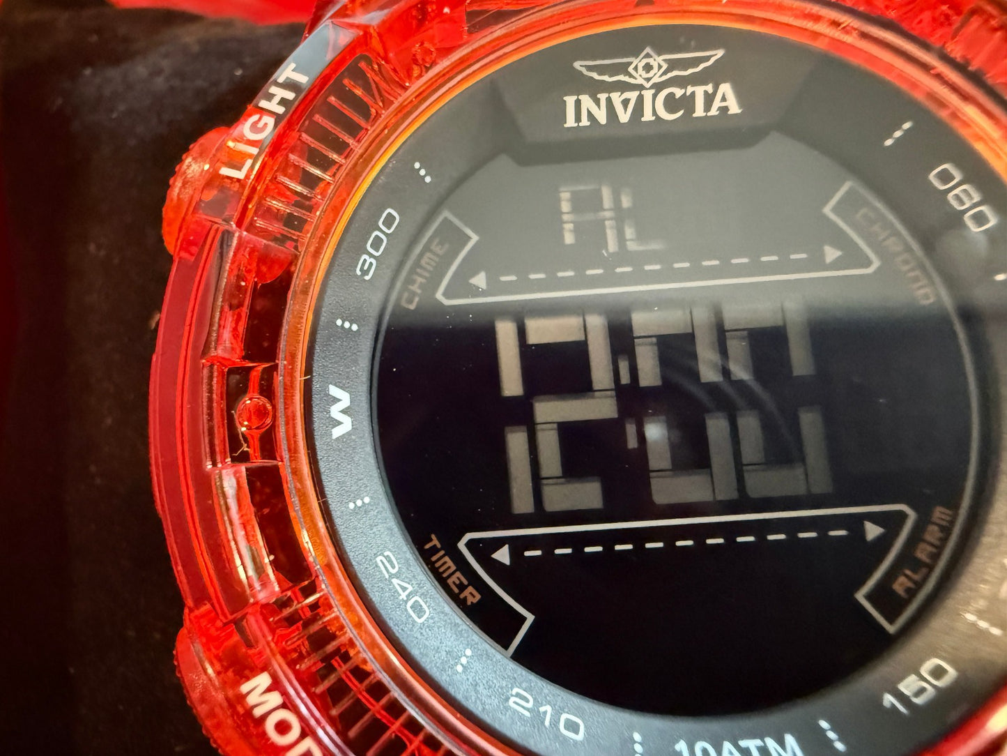 Invicta Racing Burnout Digital Men’s Watch 52mm Transparent Orange Chronograph