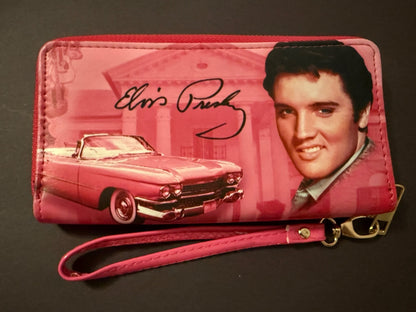 Elvis Presley Pink Wallet Wristlet Vintage Rock & Roll Purse Clutch