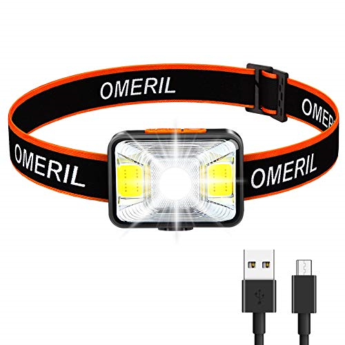 Omeril LED Rechargeable Headlamp USB Spotlight Floodlight Waterproof