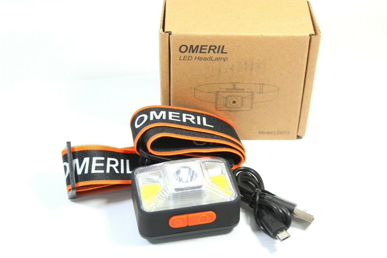 Omeril LED Rechargeable Headlamp USB Spotlight Floodlight Waterproof