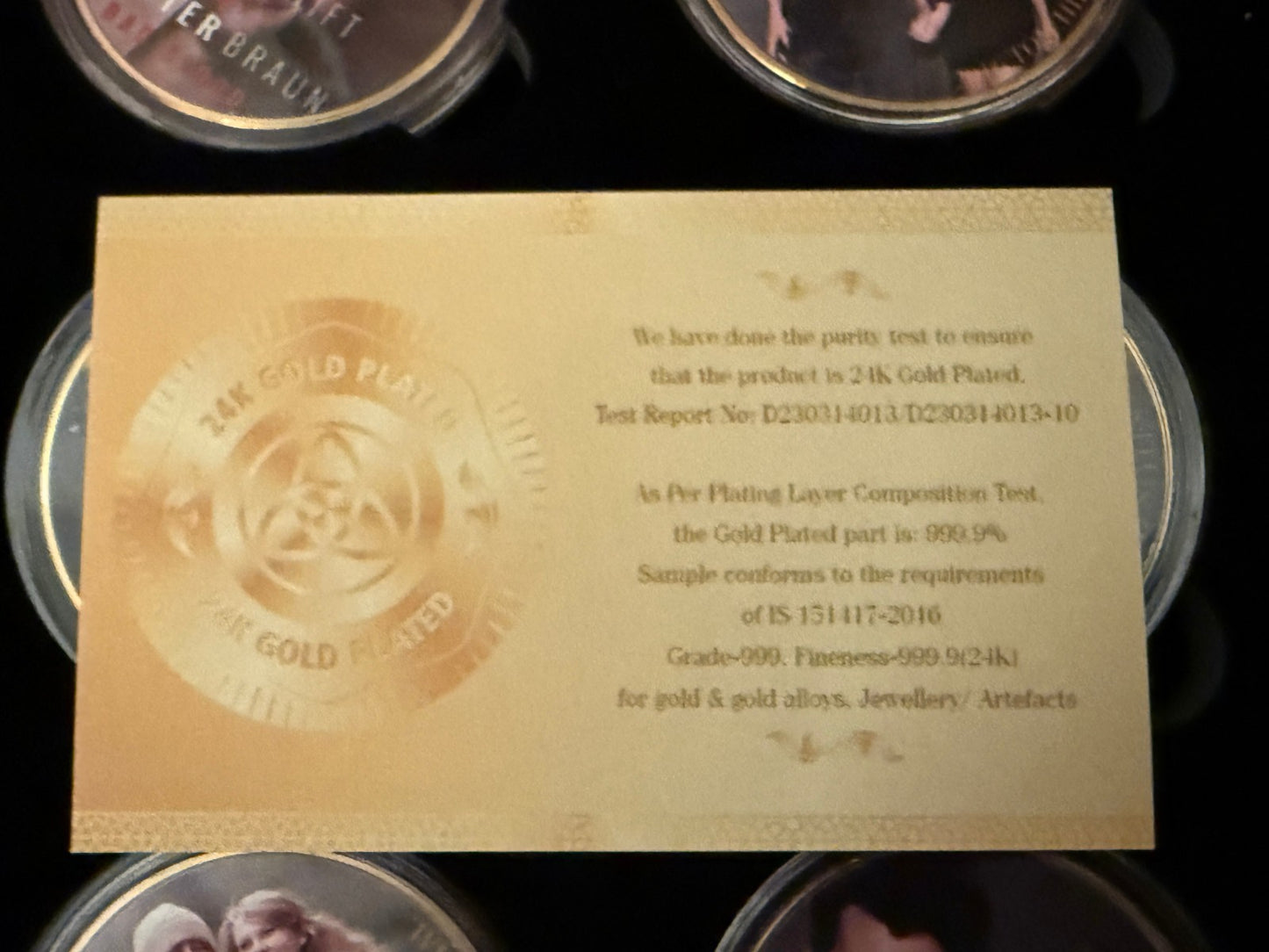 Taylor Swift Gold Plated Coin Collection Display Set Music Memorabilia