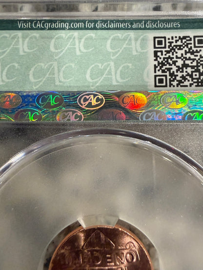 2025-D Lincoln Shield Cent CAC MS63RD Prooflike Certified Red Penny