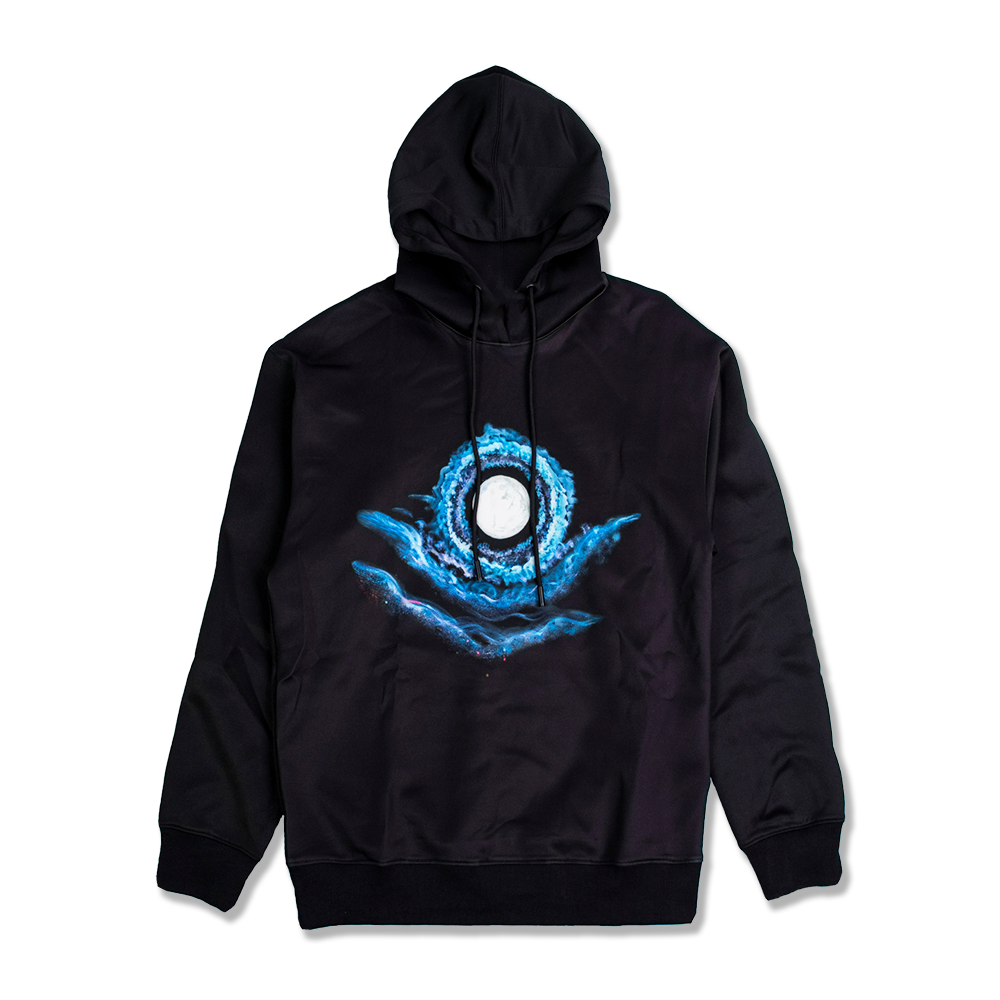 TheMoonAndPenny Moon Graphic Hoodie Black Pullover Hoodie Small Galaxy Sweatshirt