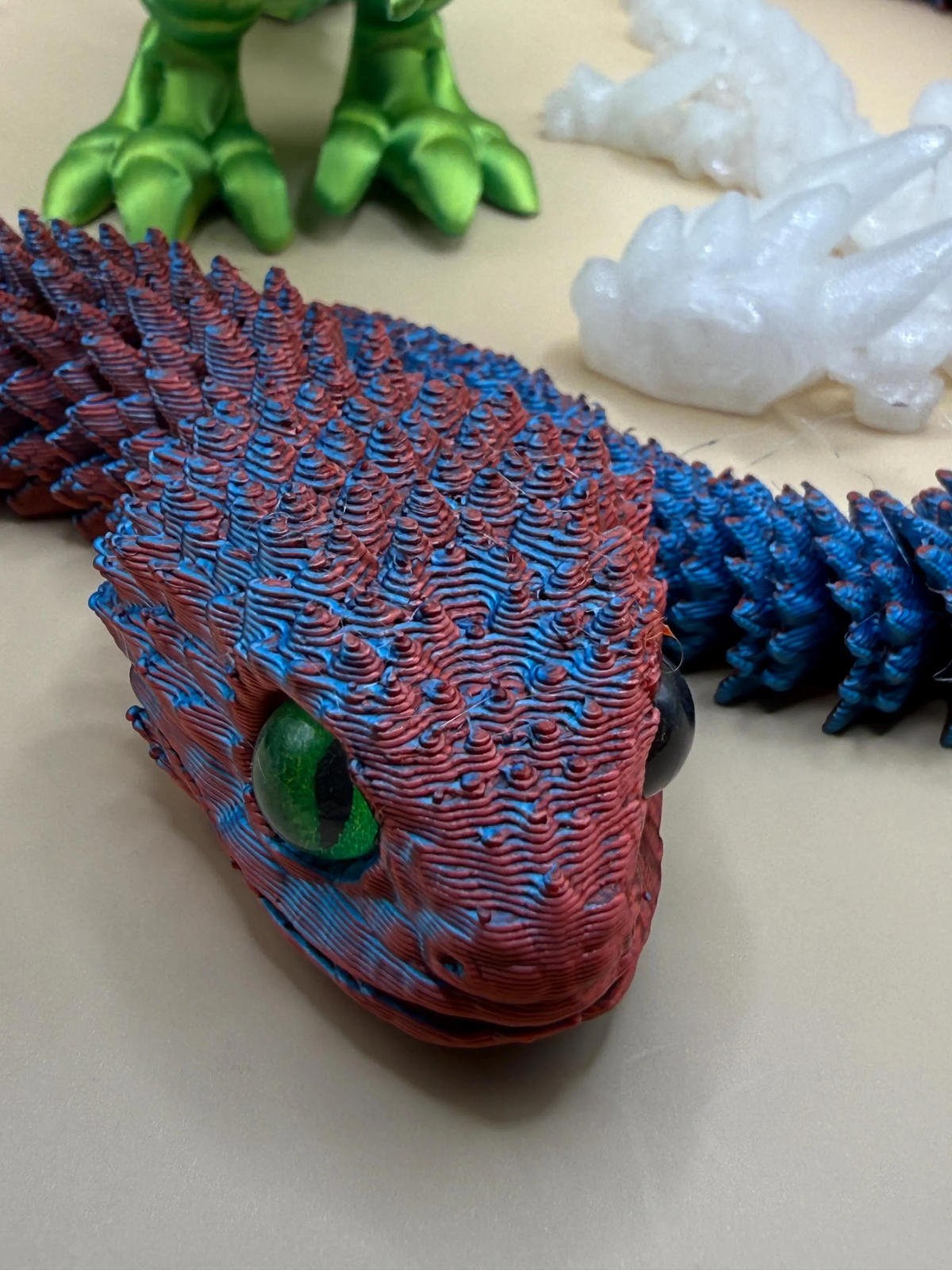 Articulated 3D Printed Dragon Dinosaur 4 Pack Flexible Figgly Fantasy Fidget Toys
