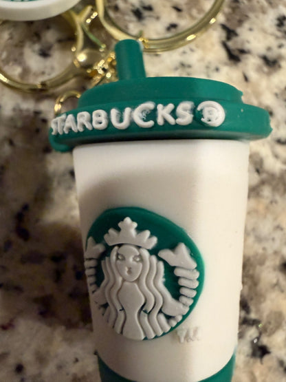 Starbucks Inspired Bear & Coffee Cup Keychain 4 Pack Cute Barista Bag Charm Set