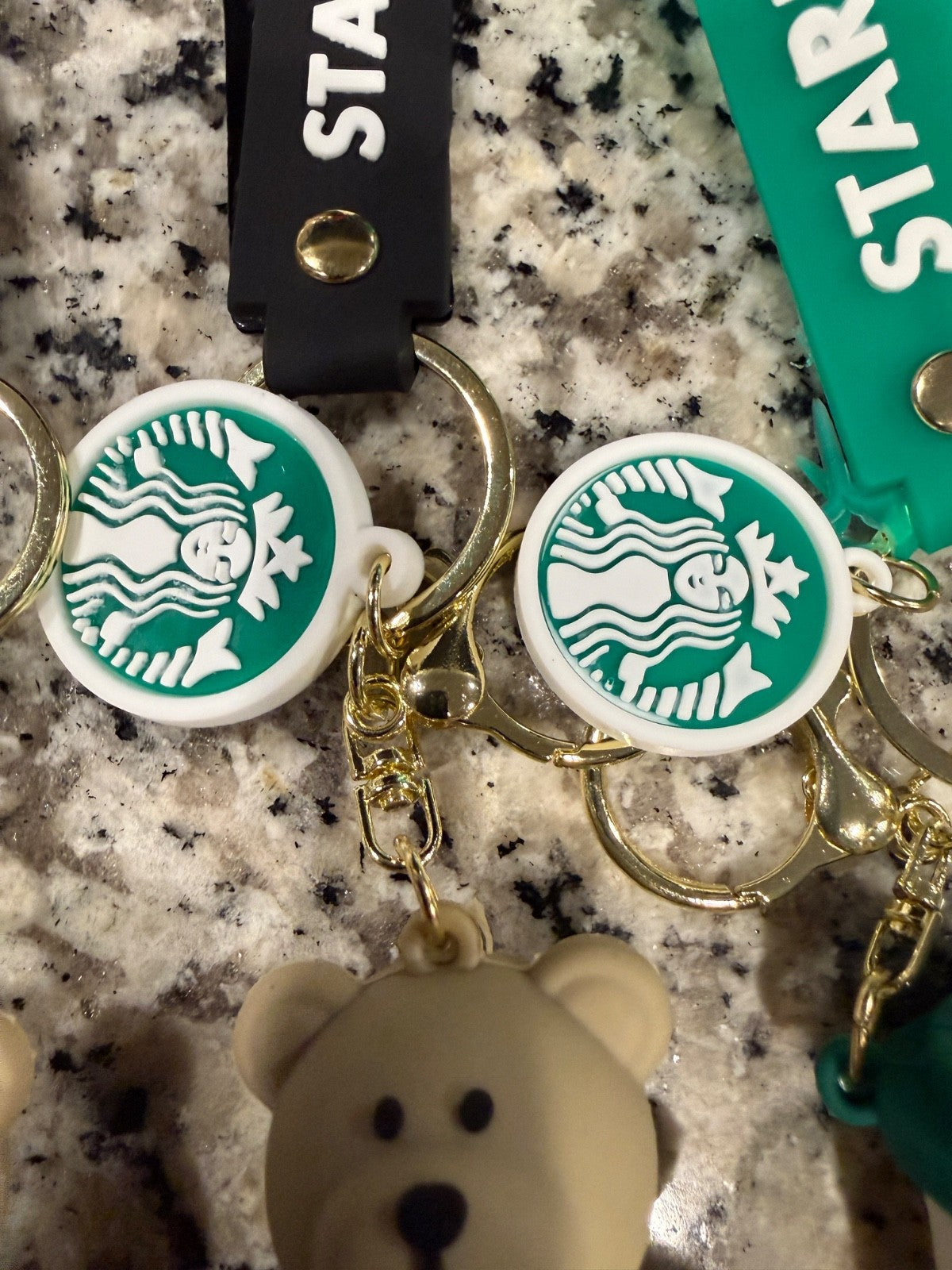Starbucks Inspired Bear & Coffee Cup Keychain 4 Pack Cute Barista Bag Charm Set