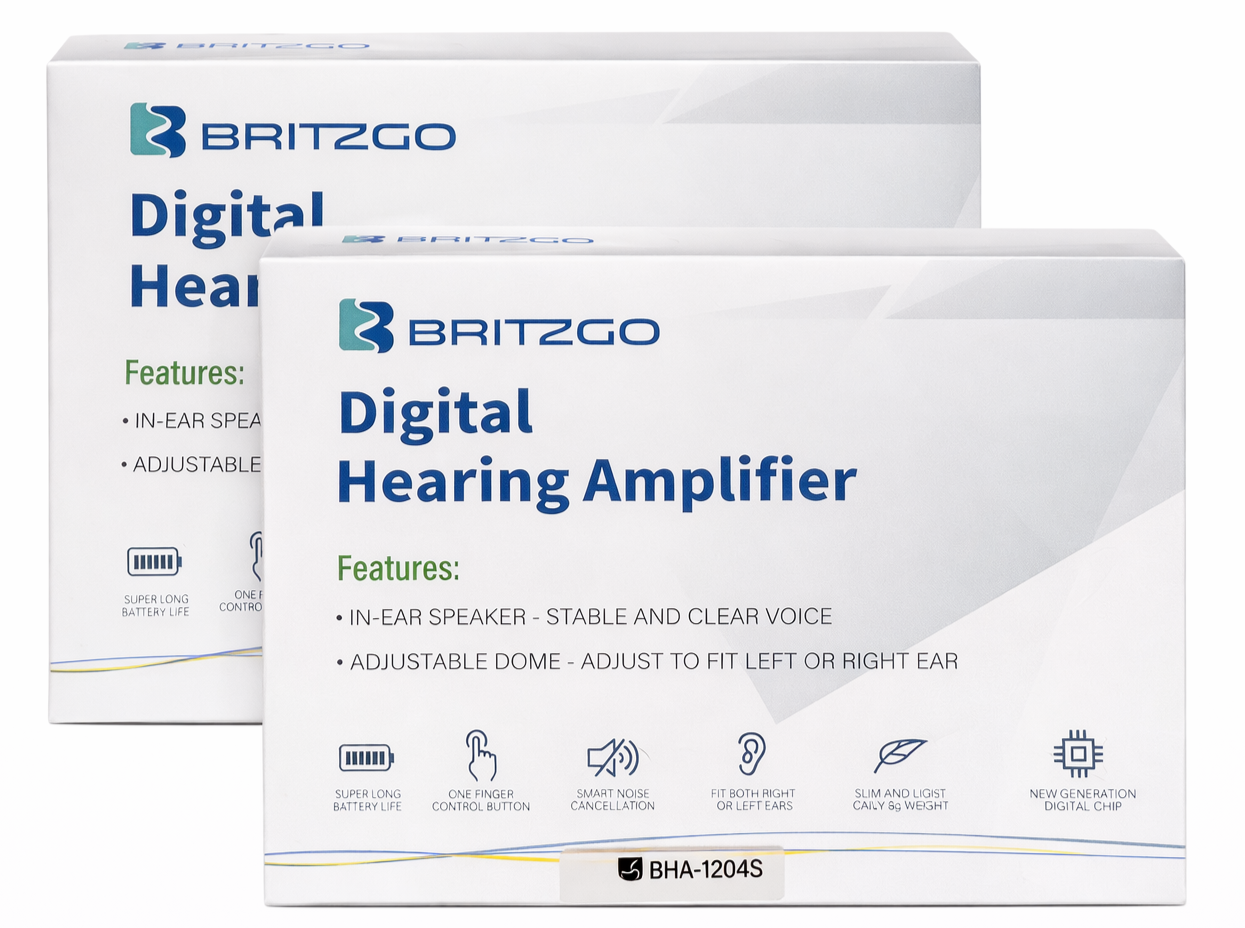 Britzgo BHA-1204S Digital Hearing Amplifier 2 Pack In Ear Sound Enhancer