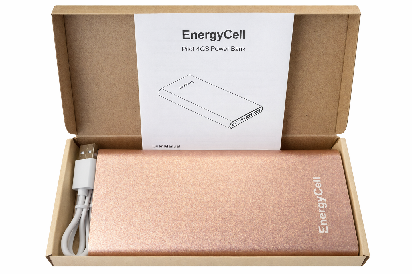 EnergyCell Pilot 4GS 12000mAh Portable Power Bank Fast Charging Cable Battery