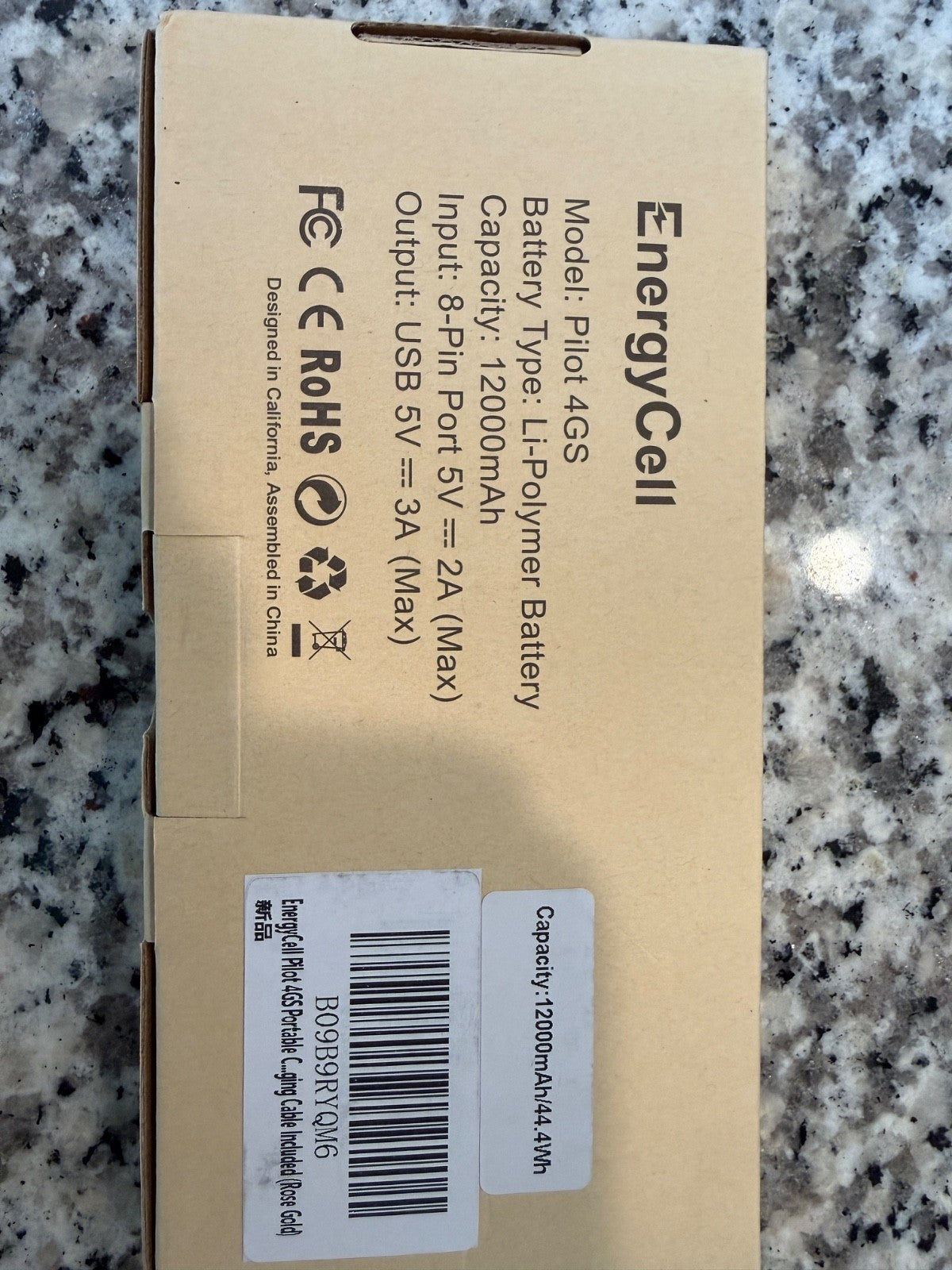 EnergyCell Pilot 4GS 12000mAh Portable Power Bank Fast Charging Cable Battery