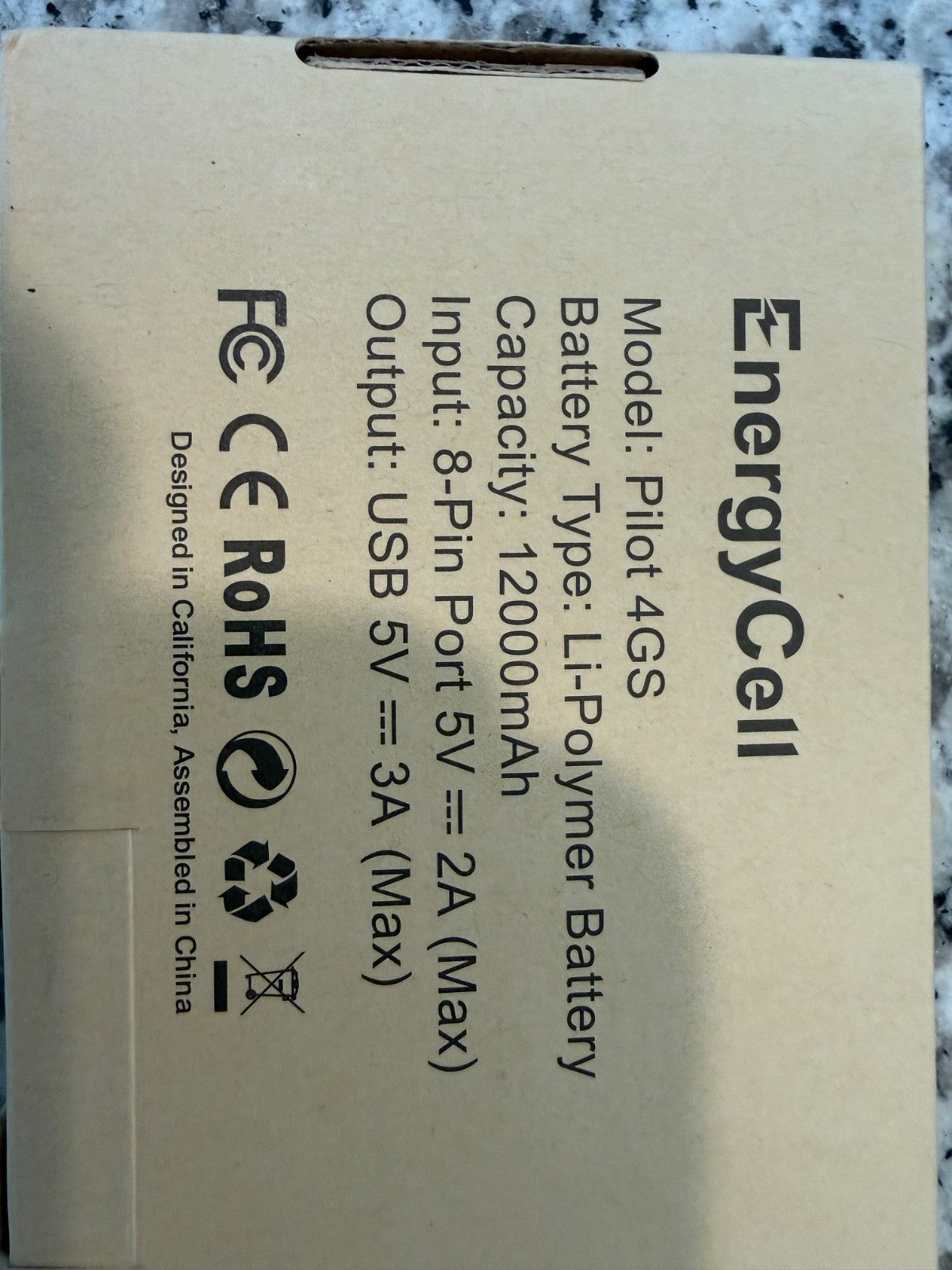 EnergyCell Pilot 4GS 12000mAh Portable Power Bank Fast Charging Cable Battery
