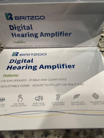 Britzgo BHA-1204S Digital Hearing Amplifier 2 Pack In Ear Sound Enhancer