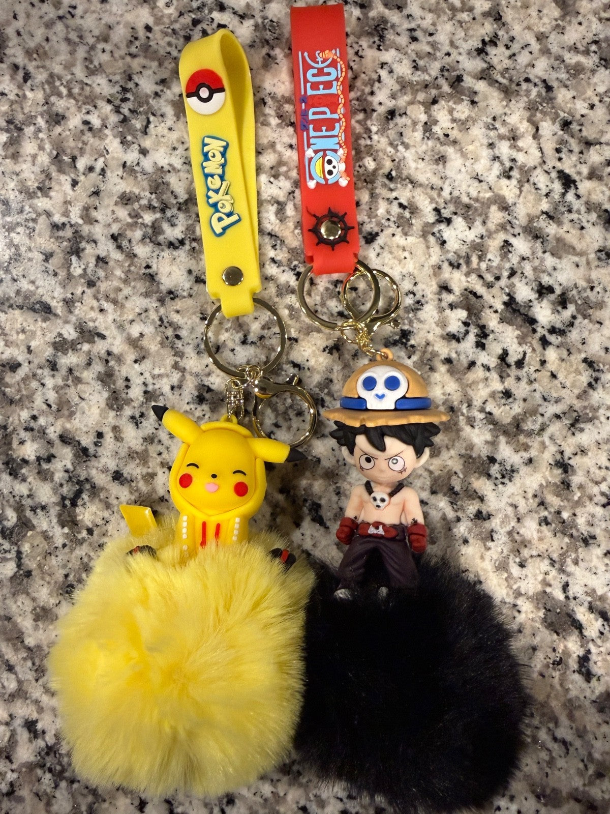 Pokemon & One Piece Anime Character Keychain 2 Pack Silicone Brand New