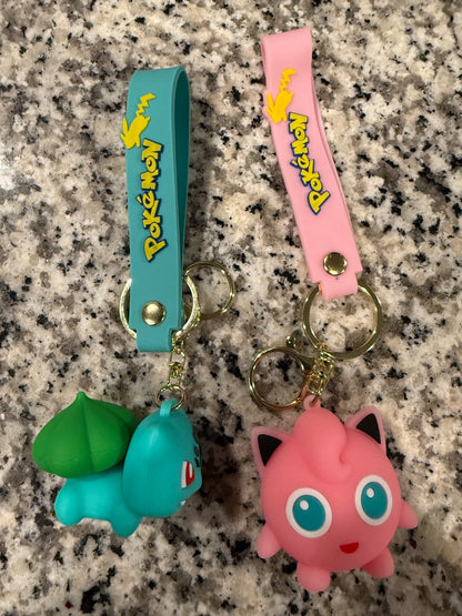 Pokemon Bulbasaur and Jigglypuff 2 Pack Silicone Keychain Set Cute Anime | 0412