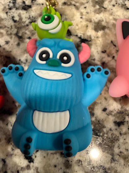 Sonic Spider-Man Disney Monsters Inc Pokemon Character Keychain 4 Pack Lot
