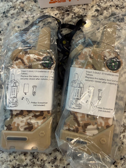 Kids Walkie Talkies 2 Pack Long Range 3 Mile Two Way Radios Camo Outdoor Toy