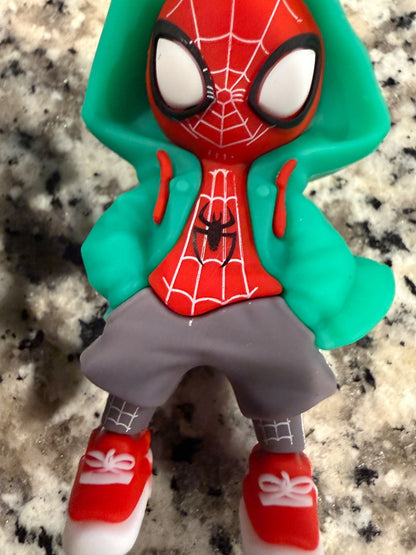 Spider Man Keychain 2 Pack Cute Hoodie Superhero Figure Key Ring Set Red | 0409