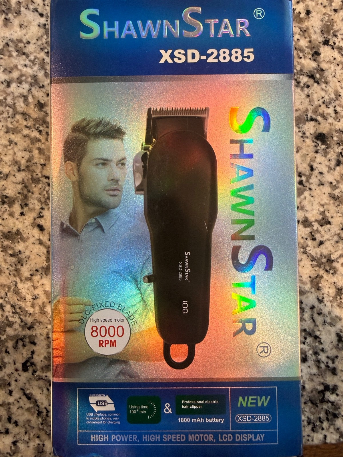 ShawnStar XSD-2885 Hair Clipper 8000RPM LCD Rechargeable Cordless Trimmer