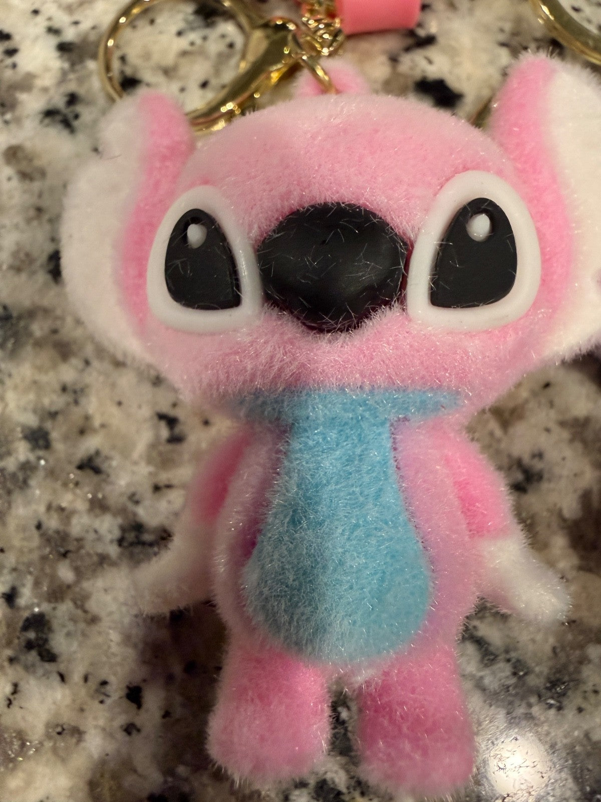 Stitch Inspired 2 Pack Flocked Plush Keychain Set Pink and Blue Cute | 0413