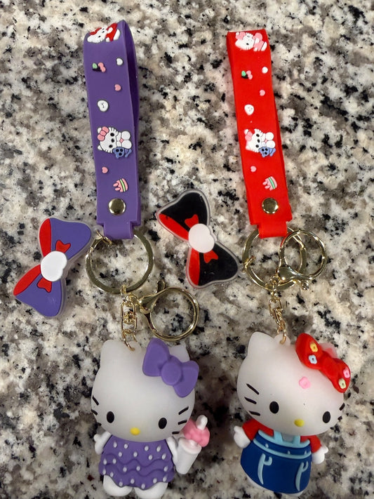 Hello Kitty 2 Pack Silicone Keychain Set Cute Cartoon Bag Charm Kawaii