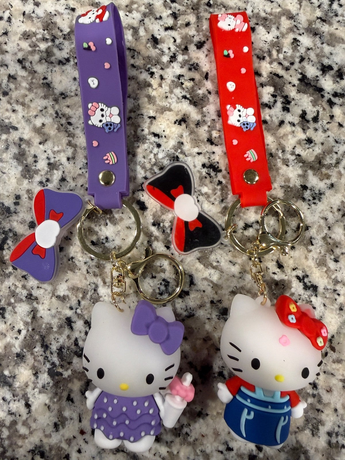 Hello Kitty 2 Pack Silicone Keychain Set Cute Cartoon Bag Charm Kawaii