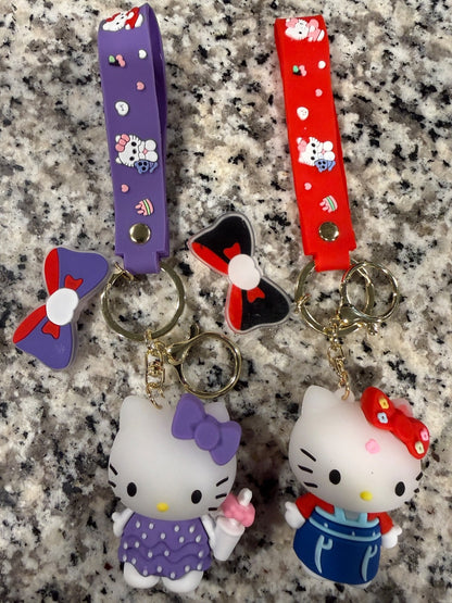 Hello Kitty 2 Pack Silicone Keychain Set Cute Cartoon Bag Charm Kawaii