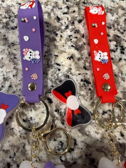 Hello Kitty 2 Pack Silicone Keychain Set Cute Cartoon Bag Charm Kawaii