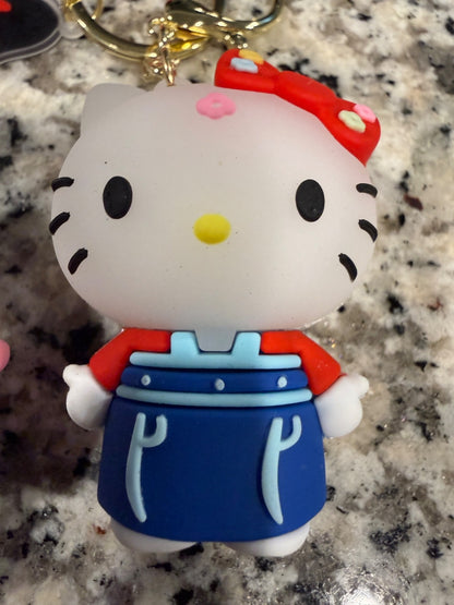 Hello Kitty 2 Pack Silicone Keychain Set Cute Cartoon Bag Charm Kawaii