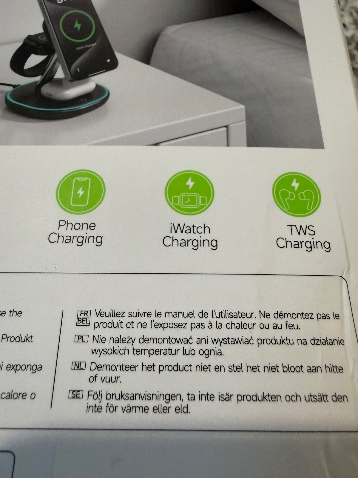 EnergyCell 3 in 1 Wireless Charging Station Fast Charger for Phone/Watch