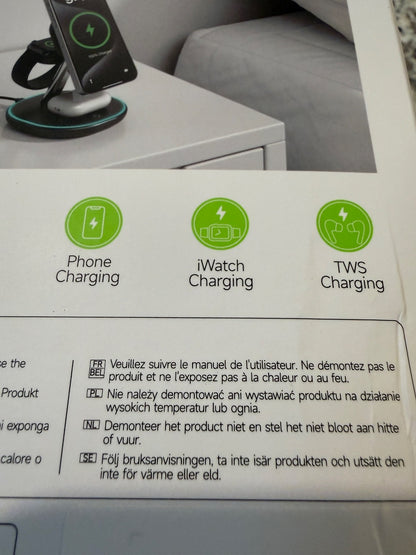 EnergyCell 3 in 1 Wireless Charging Station Fast Charger for Phone/Watch