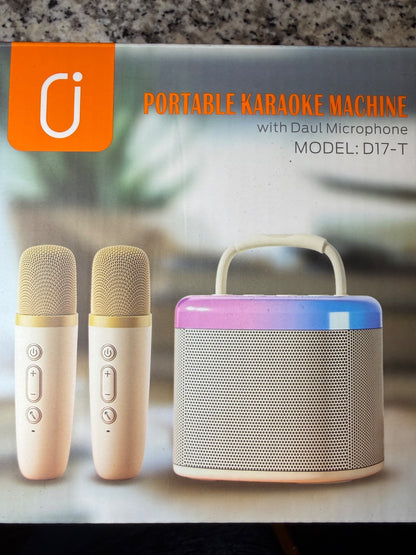 Portable Karaoke Machine Bluetooth Speaker RGB Lights w/ Dual Microphones