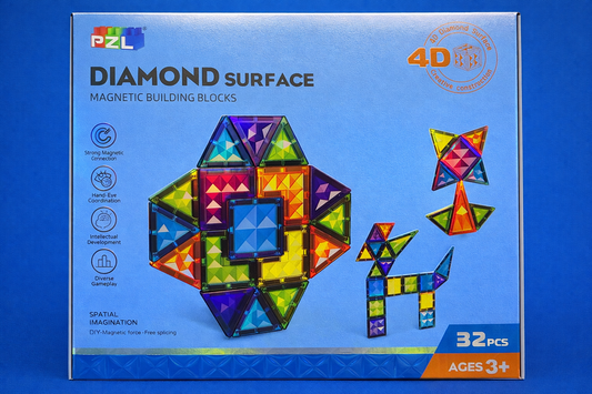 PZL Diamond Magnetic Building Blocks 32pc 4D Set Educational Toy Kids STEM