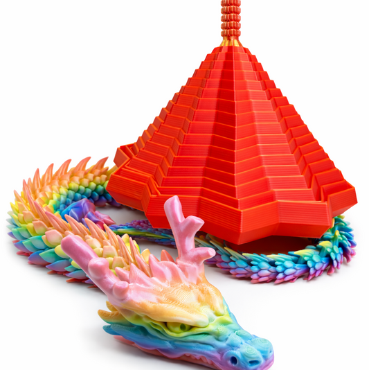 Articulated Rainbow 3D Printed Dragon 2 Ft Flexible Viral Fidget Sensory Toy