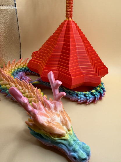 Articulated Rainbow 3D Printed Dragon 2 Ft Flexible Viral Fidget Sensory Toy