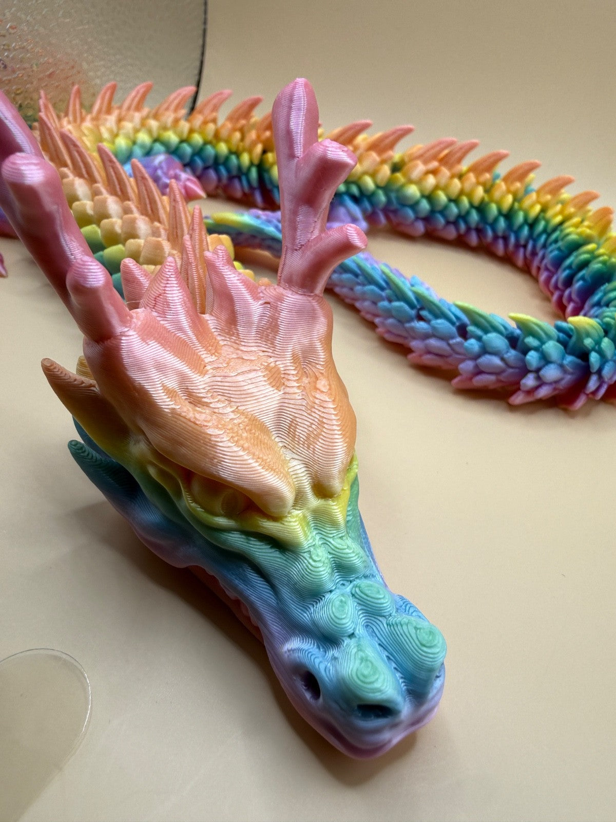 Articulated Rainbow 3D Printed Dragon 2 Ft Flexible Viral Fidget Sensory Toy