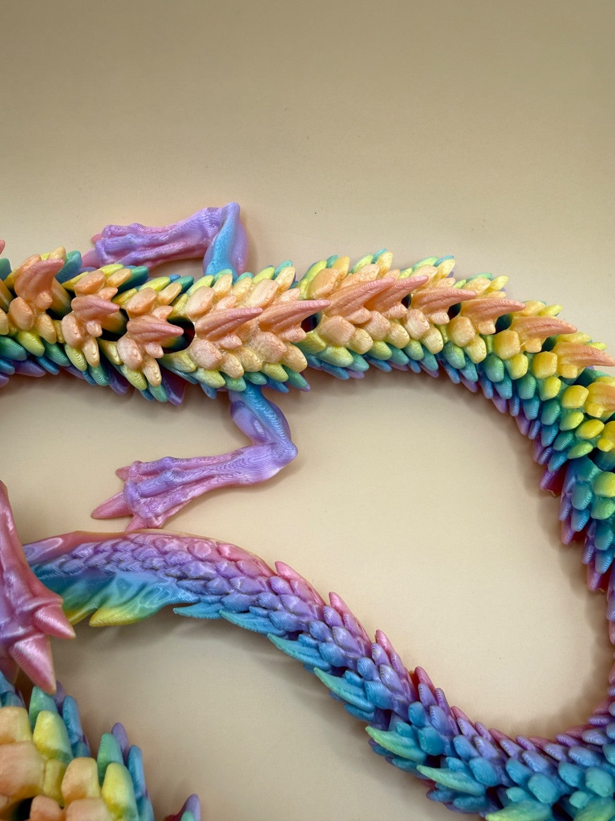 Articulated Rainbow 3D Printed Dragon 2 Ft Flexible Viral Fidget Sensory Toy