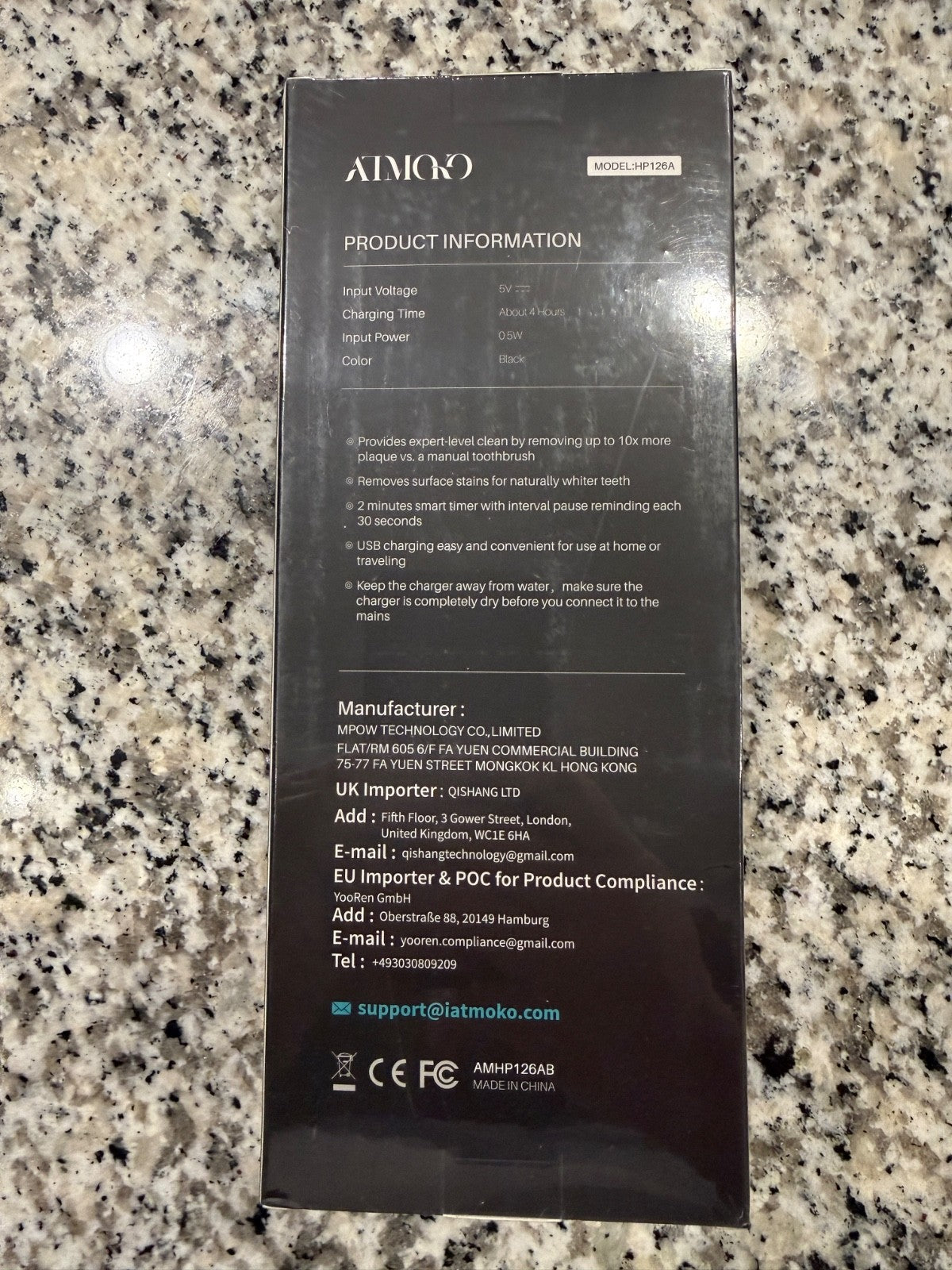 ATMOKO Sonic Electric Toothbrush 40000 VPM 5 Modes IPX7 Waterproof USB