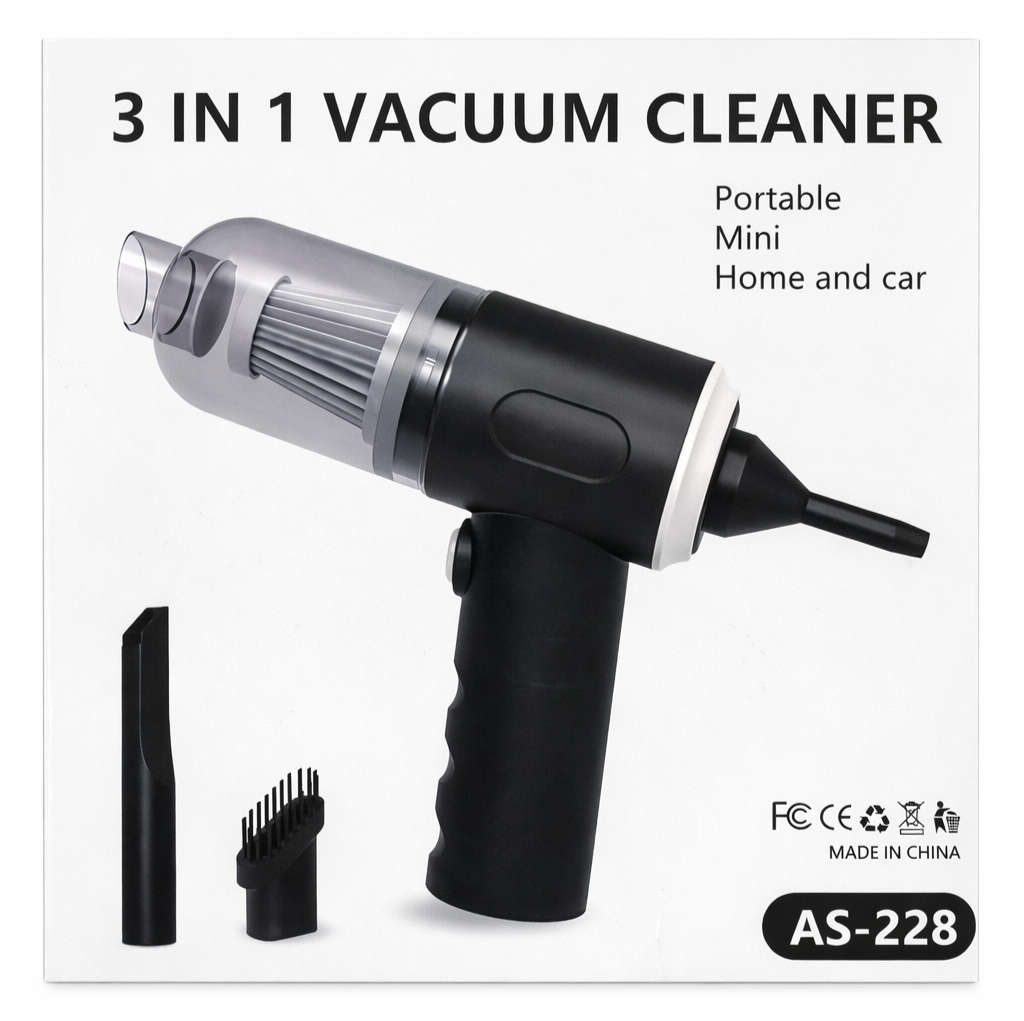 3 In 1 Portable Mini Vacuum Cleaner AS-228 Cordless Handheld Car Vacuum